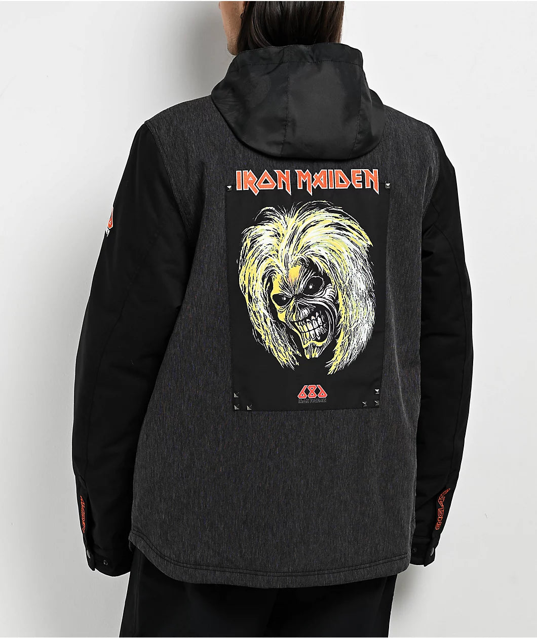 686 x Iron Maiden Insulated Battle Black Denim Snowboard Jacket