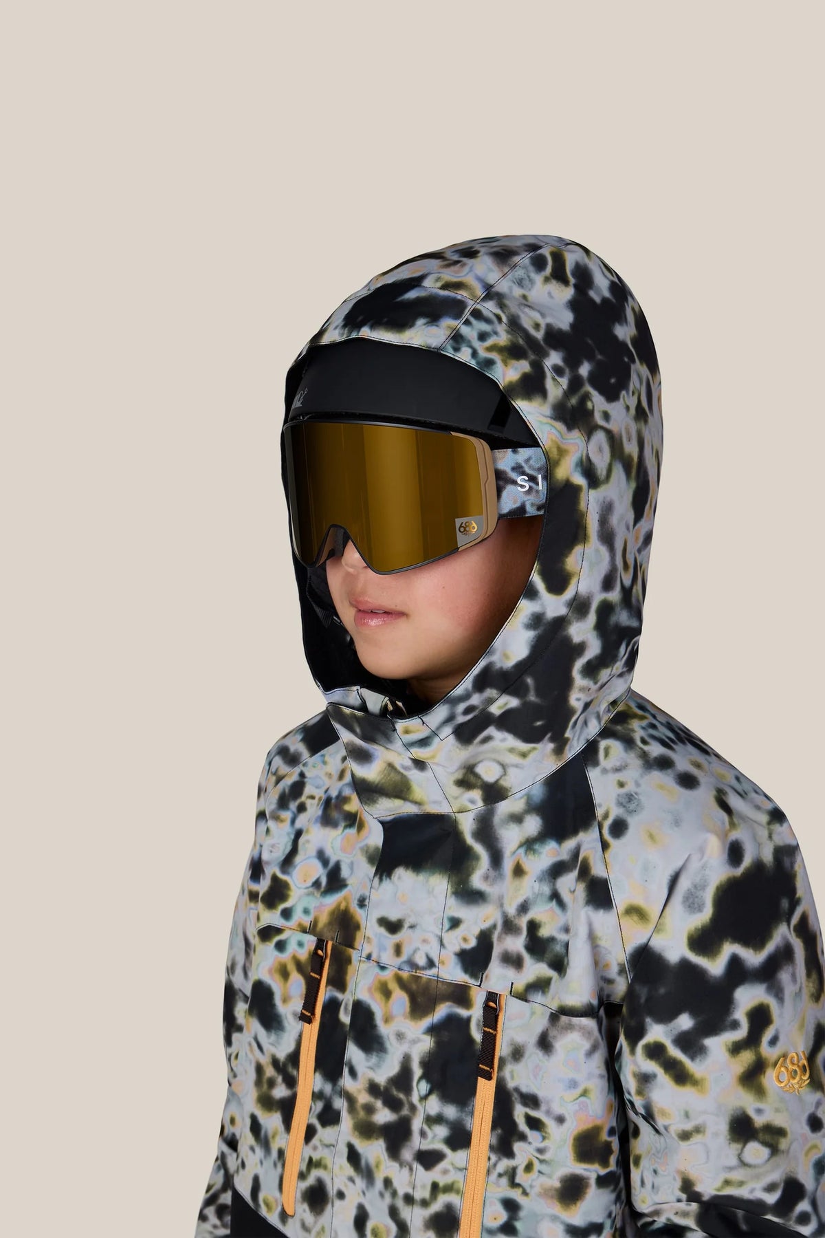 686 Boys' Geo Insulated Jacket Grey Tundra Colorblock